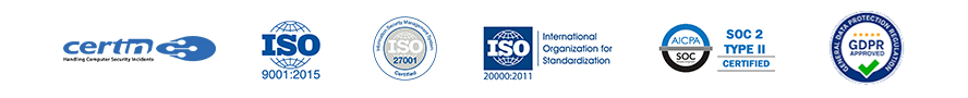 CERT-In empanelled, ISO 9001:2015, ISO 27001, ISO 20000:2011, AICPA SOC 2 Type II certified and GDPR approved